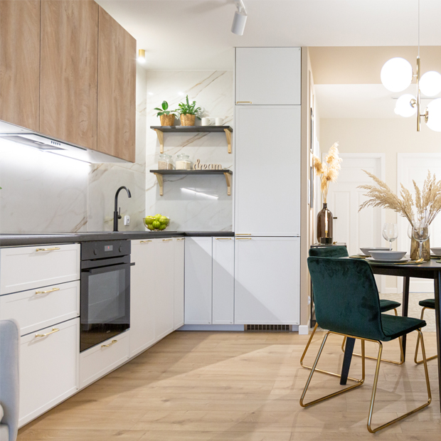 Jednolite wykończenie mieszkania - fronty meblowe w technologii MELAFOL