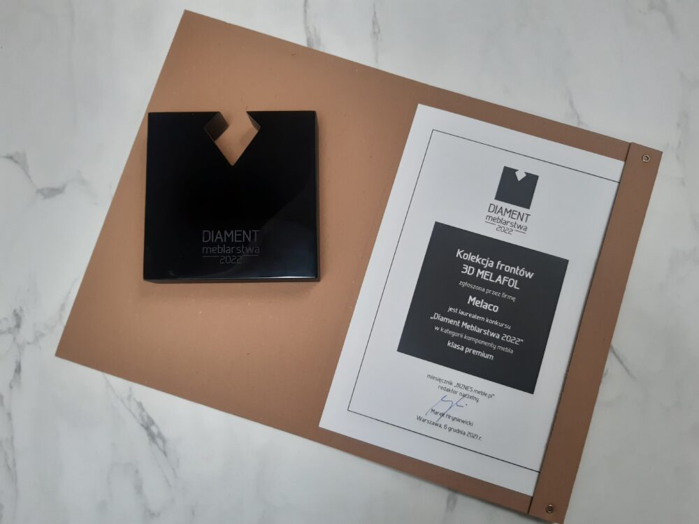 diamenty meblarstwa 2022 trójwymiarowe fronty meblowe melafol melaco