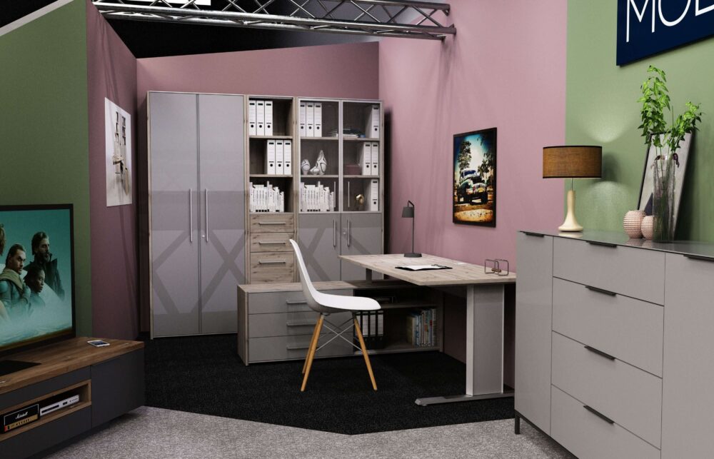 Meble biurowe i pokojowe z wykończeniem PREMIER MAT. Realizacja dla klienta