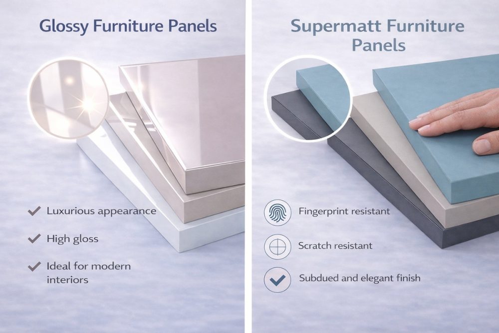 Furniture panels 1240 mm in matte and gloss finishes – new to the Melaco