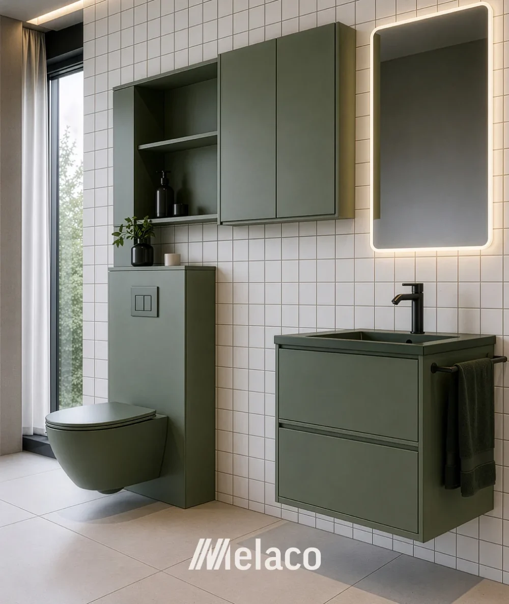 Army Green Bathroom Rendering